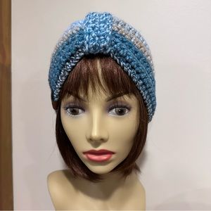 Chunky multicolor, blues, headband/ear warmer, 5” x 21”, unisex stocking stuffer